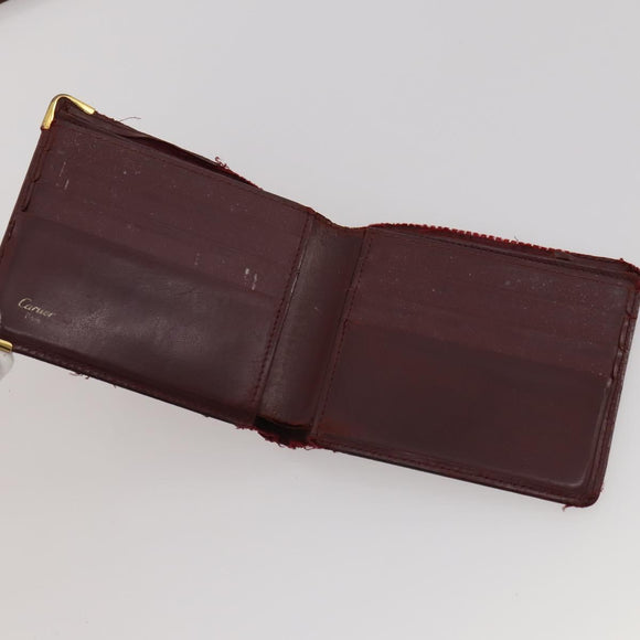 CARTIER Wallet Leather 10 Set Black Bordeaux pink Auth CB296