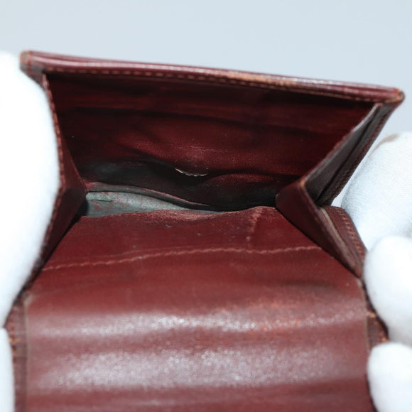 CARTIER Wallet Leather 10 Set Black Bordeaux pink Auth CB296
