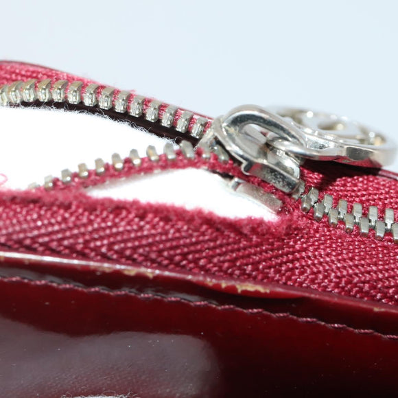 CARTIER Wallet Leather 10 Set Black Bordeaux pink Auth CB296