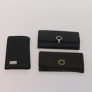 BVLGARI Wallet Leather Canvas 10 Set Black Navy beige Auth CB297-10