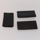 BVLGARI Wallet Leather Canvas 10 Set Black Navy beige Auth CB297-11