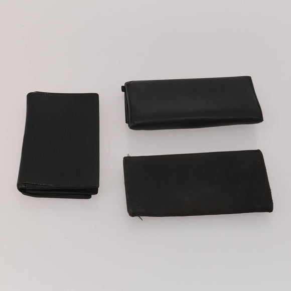 BVLGARI Wallet Leather Canvas 10 Set Black Navy beige Auth CB297