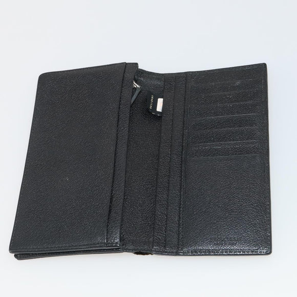 BVLGARI Wallet Leather Canvas 10 Set Black Navy beige Auth CB297
