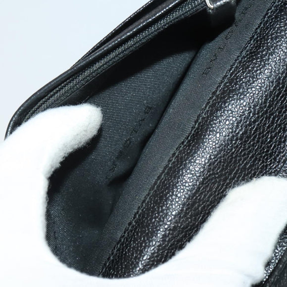 BVLGARI Wallet Leather Canvas 10 Set Black Navy beige Auth CB297