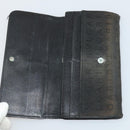 BVLGARI Wallet Leather Canvas 10 Set Black Navy beige Auth CB297-14