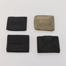 BVLGARI Wallet Leather Canvas 10 Set Black Navy beige Auth CB297-20