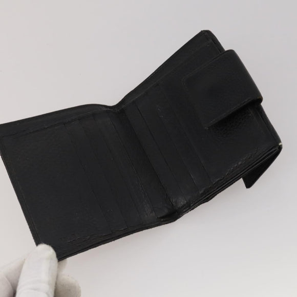 BVLGARI Wallet Leather Canvas 10 Set Black Navy beige Auth CB297