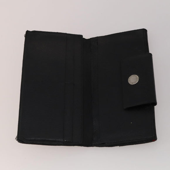 BVLGARI Wallet Leather Canvas 10 Set Black Navy beige Auth CB297