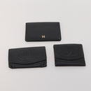CHANEL Wallet Leather 10 Set White Beige black CC Auth CB298-11
