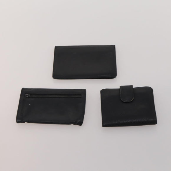 CHANEL Wallet Leather 10 Set White Beige black CC Auth CB298