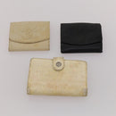 CHANEL Wallet Leather 10 Set White Beige black CC Auth CB298-18