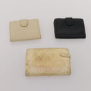 CHANEL Wallet Leather 10 Set White Beige black CC Auth CB298-19