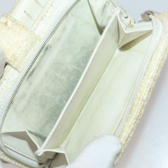 CHANEL Wallet Leather 10 Set White Beige black CC Auth CB298