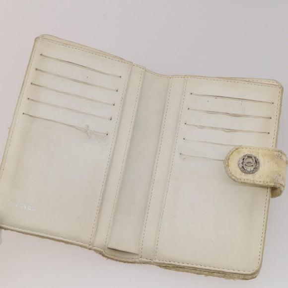 CHANEL Wallet Leather 10 Set White Beige black CC Auth CB298