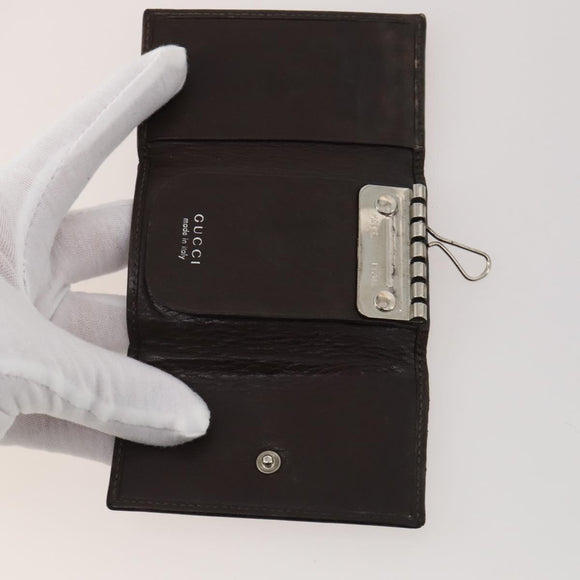 GUCCI GG Canvas Key Case Leather 10 Set Beige Black white Auth CB299
