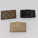 GUCCI GG Canvas Key Case Leather 10 Set Beige Black white Auth CB299-14