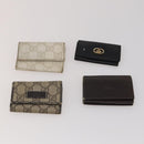 GUCCI GG Canvas Key Case Leather 10 Set Beige Black white Auth CB299-7