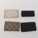 GUCCI GG Canvas Key Case Leather 10 Set Beige Black white Auth CB299-8