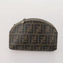 FENDI Zucca Canvas Pouch 5 Set Brown Black Auth CB300-10