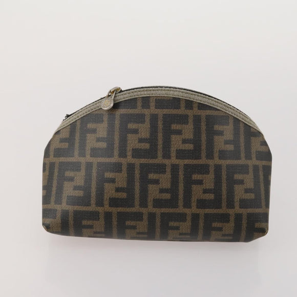 FENDI Zucca Canvas Pouch 5 Set Brown Black Auth CB300
