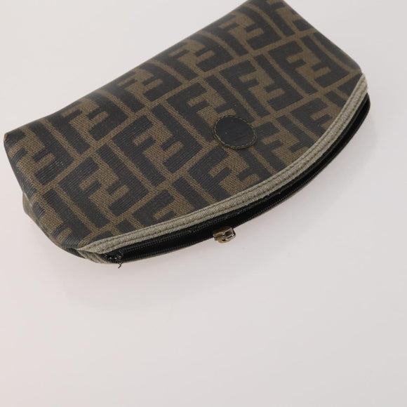 FENDI Zucca Canvas Pouch 5 Set Brown Black Auth CB300