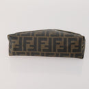 FENDI Zucca Canvas Pouch 5 Set Brown Black Auth CB300-13