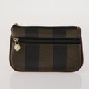 FENDI Zucca Canvas Pouch 5 Set Brown Black Auth CB300-16