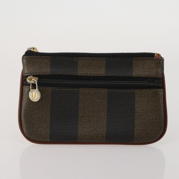 FENDI Zucca Canvas Pouch 5 Set Brown Black Auth CB300