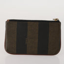 FENDI Zucca Canvas Pouch 5 Set Brown Black Auth CB300-17