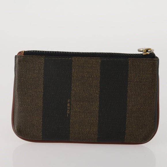 FENDI Zucca Canvas Pouch 5 Set Brown Black Auth CB300
