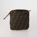FENDI Zucca Canvas Pouch 5 Set Brown Black Auth CB300-22