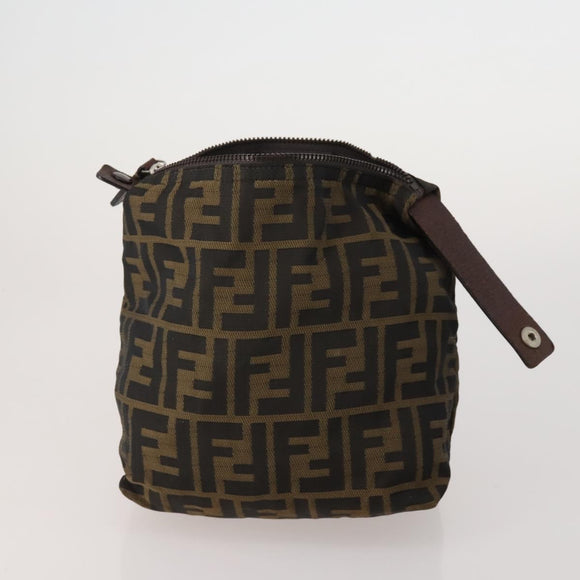 FENDI Zucca Canvas Pouch 5 Set Brown Black Auth CB300