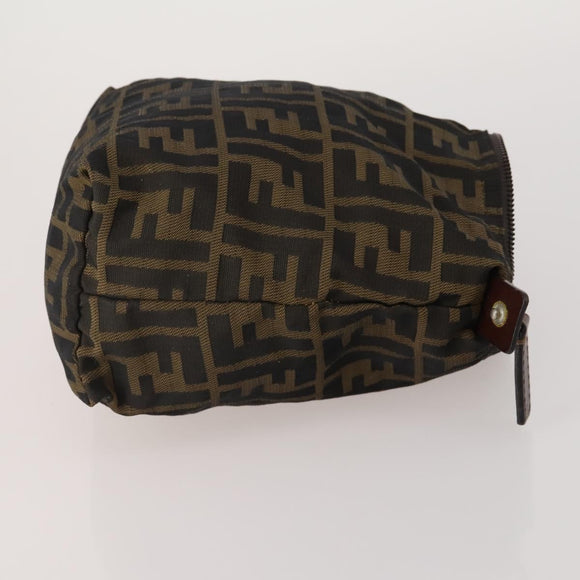 FENDI Zucca Canvas Pouch 5 Set Brown Black Auth CB300