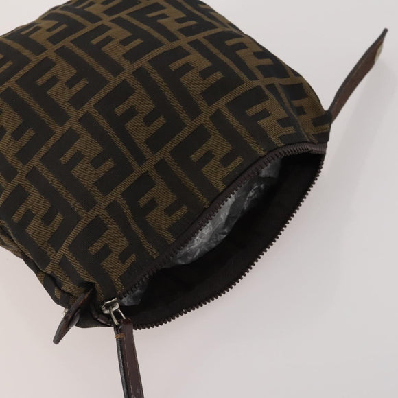 FENDI Zucca Canvas Pouch 5 Set Brown Black Auth CB300