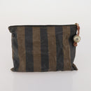 FENDI Zucca Canvas Pouch 5 Set Brown Black Auth CB300-30