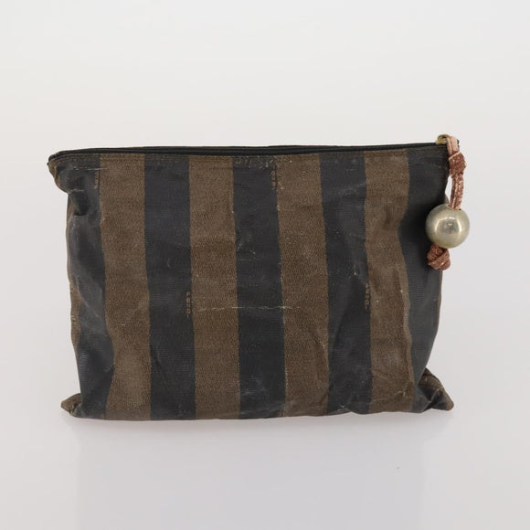 FENDI Zucca Canvas Pouch 5 Set Brown Black Auth CB300