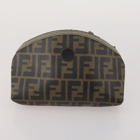 FENDI Zucca Canvas Pouch 5 Set Brown Black Auth CB300