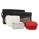 Christian Dior Trotter Canvas Pouch Leather 6 Set White Beige Red Auth CB301-1