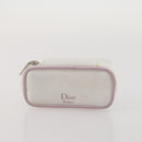 Christian Dior Trotter Canvas Pouch Leather 6 Set White Beige Red Auth CB301-18