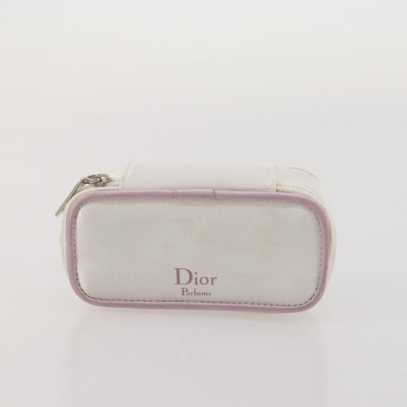 Christian Dior Trotter Canvas Pouch Leather 6 Set White Beige Red Auth CB301