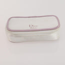 Christian Dior Trotter Canvas Pouch Leather 6 Set White Beige Red Auth CB301-21