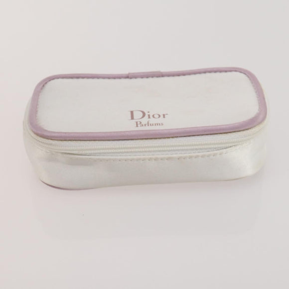 Christian Dior Trotter Canvas Pouch Leather 6 Set White Beige Red Auth CB301