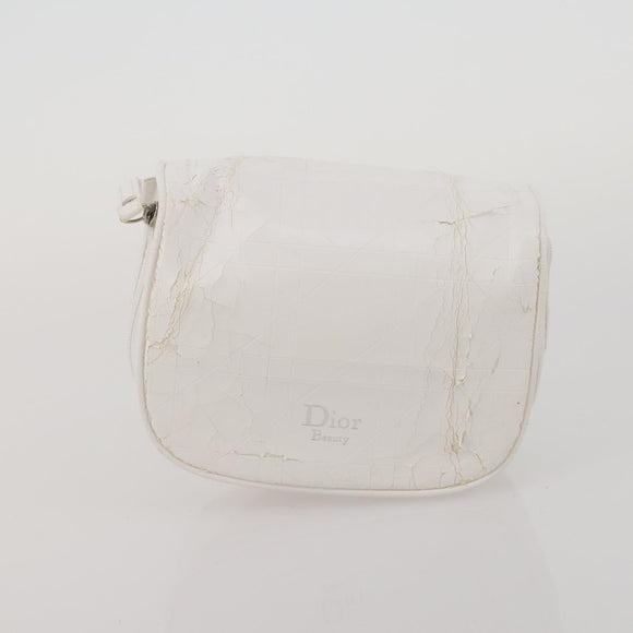 Christian Dior Trotter Canvas Pouch Leather 6 Set White Beige Red Auth CB301