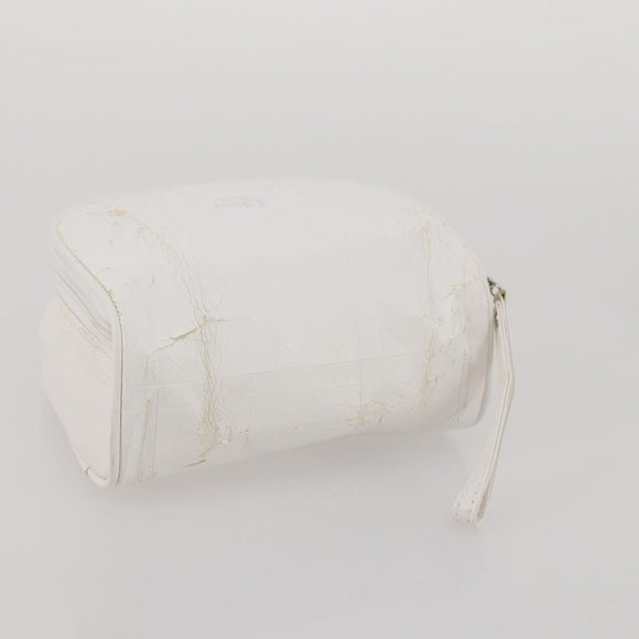 Christian Dior Trotter Canvas Pouch Leather 6 Set White Beige Red Auth CB301