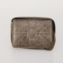 Christian Dior Trotter Canvas Pouch Leather 6 Set White Beige Red Auth CB301-7