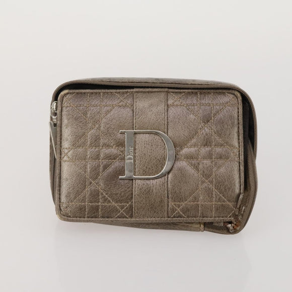 Christian Dior Trotter Canvas Pouch Leather 6 Set White Beige Red Auth CB301