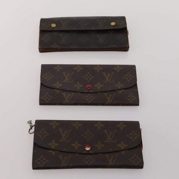 LOUIS VUITTON Monogram Wallet Leather 10 Set Black LV Auth CB304