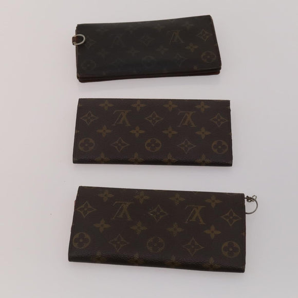 LOUIS VUITTON Monogram Wallet Leather 10 Set Black LV Auth CB304