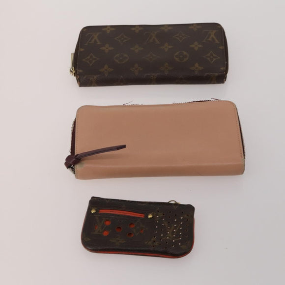 LOUIS VUITTON Monogram Wallet Leather 10 Set Black LV Auth CB304