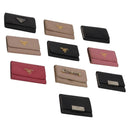 PRADA Key Case Saffiano leather 10 Set Black Beige Auth CB308-1